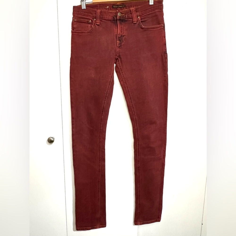 Nudie organic jeans in red denim size 30/34
